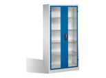 C+P Werkzeugschrank mit Sichtfenster-Drehtüren, innen 4 Böden, H1950xB930xT600mm Front Enzianblau Korpus Lichtgrau ; C + P Möbelsysteme (8922-055|S10128)