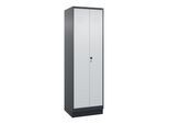 C+P Schwarz-Weiß-Spind Classic PLUS, Sockel, 2 Abteile, 1950x600x500mm, 7016/703 Front RAL 7035 Lichtgrau Verschluss Sicherheits-Drehriegel ; C + P Mö (080022-20|S10013)