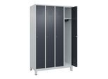 C+P Spind Classic PLUS, Füße, 4 Abteile, 1950x1200x500mm, 7035/7016 Verschluss Zylinderschloss 3 Garderobenhaken ; C + P Möbelsysteme (080010-40|S10023)