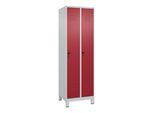 C+P Spind Classic PLUS, Füße, 2 Abteile, 1950x600x500mm, 7035/3003 Verschluss Sicherheits-Drehriegel 3 Garderobenhaken ; C + P Möbelsysteme (080010-20|S10001)
