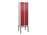 C+P Spind Classic PLUS, Gestell, 2 Abteile, 2120x600x500mm, 7035/3003 Verschluss Sicherheits-Drehriegel 3 Garderobenhaken ; C + P Möbelsysteme (0800307-20|S10001)