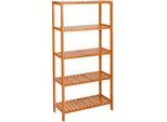 Xxxl Badezimmerregal , Naturfarben , Holz , Bambus , vollmassiv , 5 Fächer , 60x130x26 cm , Badezimmer, Badezimmerregale, Badregale