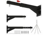 SPORTNOW Boxsackhalterung, verstellbar, Wandmontage, bis 60kg, Stahl, Schwarz
