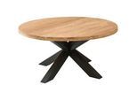 Livetastic Esstisch , Schwarz, Akaziefarben , Holz, Metall , Akazie , rund , X-Form , 160x75x160 cm , Esszimmer, Esszimmerserien