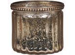 Chic Antique Teelichthalter mit Perlenverzierung, H7,5/Ø8,5 cm, champagner