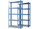 Floordirekt Schwerlastregalset , Blau , Metall, Holzwerkstoff , 120x200x60 cm , Freizeit & Co, Heimwerken, Werkstatteinrichtung, Schwerlastregal