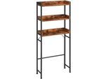 Mid.you Waschmaschinenschrank , Braun, Schwarz , Holzwerkstoff, Metall , 63x165x25 cm , Typenauswahl , Waschküche, Waschmaschinenschrank