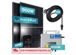 SUNNIVA® 900W Balkonkraftwerk 800W komplett Steckdose - Ecoflow Stream 800W Wechselrichter - PV Solaranlage Komplettset - 2x 450W (900W) Solarmodule - inkl. 5m Kabel - Bluetooth, WIFI
