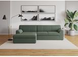 Ecksofa DOMO COLLECTION "Topper, elegant und zeitlos, kompaktes Stellmaß 245/155cm, L-Form", grün (apfelgrün), B:245cm T:155cm, Sofas, Ecksofa, mit Recamiere, wahlweise mit Schlaffunktion