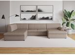 Wohnlandschaft DOMO COLLECTION "Topper, elegant und zeitlos, komfortabel, U-Form", braun (braun, beige), B:320cm H:78cm T:213cm, Sofas, Wohnlandschaft, wahlweise mit Bettfunktion