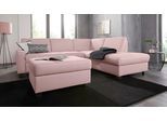 Ecksofa DOMO COLLECTION "Florentina zeitlos und elegant, Sitznähte als Designelement, L-Form", rosa (flamingo), B:243cm H:84cm T:209cm, Struktur fein (100% Polyester);Luxus-Microfaser (100% Polyester);Luxus-Microfaser in Chenille-Optik (100% Polyester);Microvelour (100% Polyester);Webstoff (100% Polyester), Sofas, Ecksofa, wahlweise mit Bettfunktion, mit Kontrastnaht, Komfortsitzhöhe 47cm