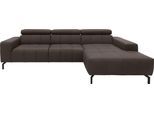 DOMO collection Ecksofa »Cunelli tolle Sitznähte als Designelement, fester Sitzkomfort, L-Form«, wahlweise mit 6-fach verstellbarer Kopfteilverstellung, bodenfrei