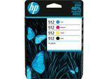 HP Tintenpatrone »912 4er-Pack«, (Packung), original HP Farbpatrone, Instant Ink, yellow/magenta/cyan/schwarz