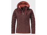 Fleecejacke SCHÖFFEL "Fleece Hoody Aurora L", Damen, Gr. 36, rot (2635, rot), Oberstoff Rumpf: 100% Polyester Futter Kapuze: 100% Polyester, regular fit, hoch geschlossener Ausschnitt, Jacken Fleecejacke