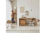 Schreibtisch Teak massiv natur Holz Büro Neu Tikamoon