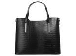 Henkeltasche CLUTY, Damen, Gr. B/H/T: 37cm x 29cm x 16cm onesize, schwarz, Leder, Reptilienprägung, Taschen, echt Leder, Made in Italy