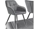 tectake® Esszimmerstuhl, gepolstert, in Samtoptik, gesteppt, schlanke Stahlbeine, 58 x 62 x 82 cm