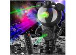 tectake® LED-Sternenhimmel-Projektor, 360° drehbarer Kopf, mit Sternen, Mond und Nebel, 4 RGB-Farben, 5 W, inkl. Stromkabel, Bluetooth- und Music-Funktion mit 8 Sounds sowie Timer