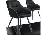 tectake® Esszimmerstuhl, gepolstert, in Samtoptik, gesteppt, schlanke Stahlbeine, 58 x 62 x 82 cm