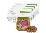 Lyra Pet Lecker.Pet Leo's Feine Paté Reich an Huhn Katzenfutter Nassfutter Vollnahrung 68x100 g