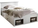 Bett HOME AFFAIRE "California Doppelbett im Landhausstil, Stauraumbett mit Schubladen", weiß (pinie weiß), B:155cm H:92cm L:212cm, Betten, Bett, Bettgestell in 3 Breiten verfügbar, Liegefläche 90/140/180 x 200 cm