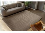 Teppich OBSESSION "Interstellar 501", grau (taupe), B:160cm H:25mm L:230cm, Polyester, Teppiche, Teppich, Uni Farben, modernes Design, Hoch-Tief Effekt, Wohnzimmer