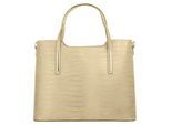 Henkeltasche CLUTY, Damen, Gr. B/H/T: 37cm x 29cm x 16cm onesize, beige, Leder, Reptilienprägung, Taschen, echt Leder, Made in Italy