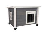 Kerbl Katzenhaus Rustica Katzenhütte Holz wei¤/grau Plexiglasfenster Katzenvilla
