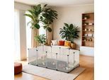 SONGMICS L-XL Kleintiergehege mit wasserfester Unterlage weiß 1,43 m, 73 cm, 46 cm