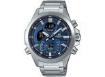 Smartwatch CASIO EDIFICE, silber (silberfarben, blau), Smartwatches, Armbanduhr,Herrenuhr,Bluetooth,Stoppfunktion,Weltzeit,Edelstahlarmband