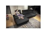 Ecksofa CALIA ITALIA "Toby Wing, Komfortsofa der Extraklasse, bequem, L-Form", schwarz (nero quebec), B:278cm H:90cm T:153cm, Synthetische Faser (100% Polyester), Sofas, inklusive Sitztiefenverstellung, Füße in schwarz matt