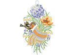 Fensterbild "Osterei und Vogel" Gr. 1, bunt (blau, bunt, gelb), B:22cm H:34cm, Polyester, W. REUTER & SOHN - PLAUENER SPITZE, Fensterbilder, Fensterbild, Made in Germany