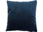 Dekokissen GÖZZE "Duval", blau (dunkelblau, unifarben), B:50cm L:50cm, Polyester, Dekokissen_Sitzkissen_Kissenhüllen, mit Reißverschluss, Kissenhüle ohne Füllung, 2 Stück