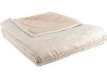 Wohndecke GOLD-LINE "Alcantara", beige (natur), B:150cm L:200cm, Kunstfaser, Wohndecken, Wohndecke, in Alcantara Optik, Kuscheldecke