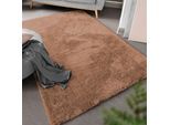Hochflor-Teppich LUXOR LIVING "Gela", grau (taupe), B:133cm H:45mm L:190cm, Polyester, Teppiche, Uni Farben, weich und flauschig, ideal im Wohnzimmer & Schlafzimmer