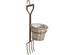 Pflanzkübel GASPER, braun (braun, natur), B:19cm H:85cm T:25cm, Metall, Weide, Pflanzgefäße, Pflanzkübel