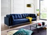 3-Sitzer TRENDS BY HG "Landau", blau, B:228cm H:75cm T:92cm, Sofas, in Cord-Stoff mit Metallfuß