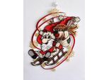 Fensterbild STICKEREIEN PLAUEN "Weihnachtsmann mit Schlitten", bunt, B:25cm H:30cm, Polyester, Fensterbilder, Fensterbild