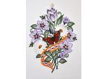 Fensterbild STICKEREIEN PLAUEN "Blumenband Fensterbild" Gr. 1, lila (flieder), B:21cm H:30cm, Polyester, Fensterbilder, Fensterbild, Fensterbild "Blumenband"