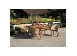 Gardenson Gartengarnitur , Akaziefarben, Teakfarben , Holz, Metall, Kunststoff, Textil , Akazie , 90x76x180 cm , gastro- und objekttauglich, lichtecht, wetterbeständig , Gartenmöbel, Gartengarnituren, Gartenmöbel-sets