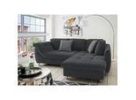 Livetastic Ecksofa , Schwarz , Textil , Uni , Füllung: Schaumstoff,Schaumstoff , Ottomane rechts, L-Form , 250x190 cm , Wohnzimmer, Sofas & Couches, Wohnlandschaften, Ecksofas mit Schlaffunktion