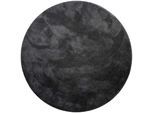 Teppich HOMIE LIVING "Pisa", grau (anthrazit), H:25mm Ø:120cm, Polyester, Teppiche, Teppich, Hochflor, Microfaser, uni, weich, Shaggy, Wohnzimmer, Schlafzimmer
