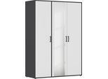 Drehtürenschrank RAUCH "Kleiderschrank Schrank Garderobe Wäscheschrank VOYAGER", grau (graumetallic, alpinweiß), B:140cm H:194cm T:53cm, Holzwerkstoff, Schränke, Drehtürenschrank, mit modernen Griffen in Graumetallic und Spiegel