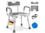 KESSER® Duschhocker mit Lehne höhenverstellbar in 6 Stufen 38-54cm Badhocker 150KG belastbar Duschstuhl Anti-Rutsch Füße & Matten Duschhilfe Senioren & Schwangere Duschsitz mit Brausehalterung