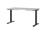 Schreibtisch Aalborg, elektrisch höhenverstellbar, Rechteck, bis 80 kg, T-Fuss Gestell, B 1400 x T 800 x H 720 – 1200 mm, kaschmir/schwarzgrau