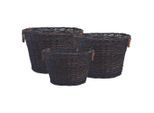 vidaXL 3-tlg. Brennholzkorb-Set Stapelbar Dunkelbraun Weide