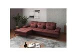 Sit & More Ecksofa , Rotbraun , Textil, Leder , Kombination Echtleder/Stoff , Nappaleder , Ottomane links, L-Form , 279x185 cm , Goldenes M, Oeko-Tex® Standard 100, Made in Europe, DGM-Klimapakt , Schlafen auf Sitzhöhe, Armteil links, Armteil rechts , Wohnzimmer, Sofas & Couches, Wohnlandschaften, Ecksofas