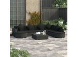vidaXL 8-tlg. Garten-Lounge-Set mit Auflagen Poly Rattan Schwarz