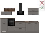 Küchenzeile IMPULS KÜCHEN ""New York", Schubkästen mit Soft-Close", grau (front: grafit anti fingerprint, korpus: grafitfarben, arbeitsplatte: oregon eiche, nachbildung), B:320cm H:206,2cm T:60cm, Komplettküchen-Sets, Küchenzeile, Küchenzeile "New York", wählbare Ausrichtung, Soft-Close Schubkästen
