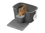 FEANDREA Katzentoilette für große Katzen mit hohen Seitenwänden dunkelgrau